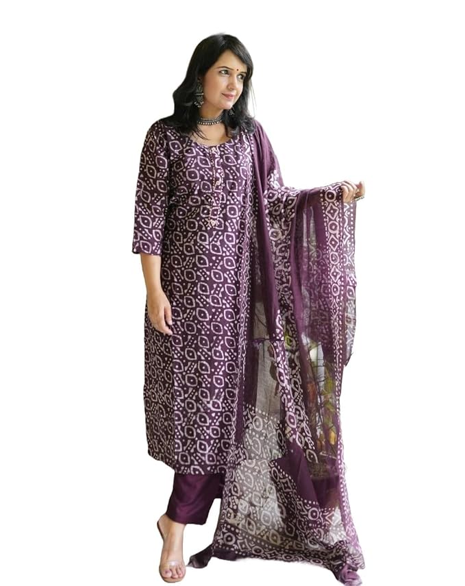 Women A-Line Kurta and Pant Set with Dupatta